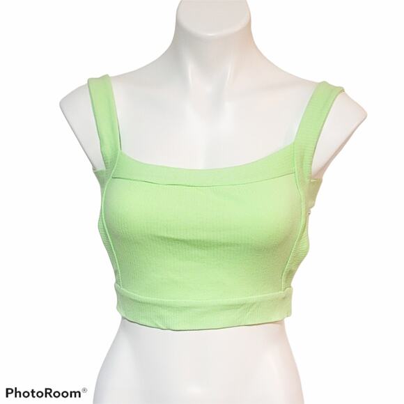Urban Outfitters New lime Izzy square neck open back ribbed crop tank size S - Picture 13 of 13